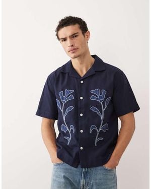 Abercrombie & Fitch Floral Pattern Short Sleeve Shirt - Blue