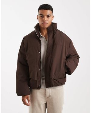 Only & Sons Oversized Ripstock Puffer - Brown