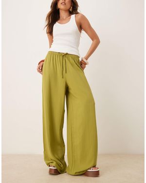 ASOS Pantalon à enfiler en lin mélangé - olive - Jaune