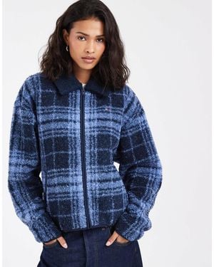 Tommy Hilfiger Flag-logo borg-reißverschlussjacke - Blau