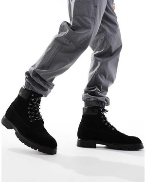 ASOS Botas Negras Estilo Worker Con Cordones De Ante De - Negro