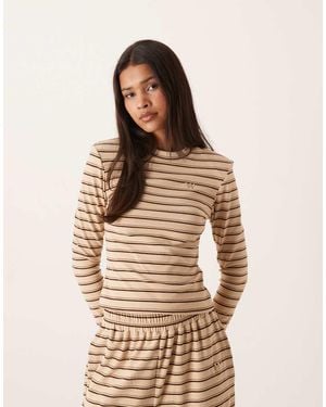 Wanderdoll Frankie Premium Heavyweight Jersey Crew Neck Long Sleeve Top Co-ord - Natural