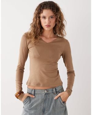 Weekday V-neck Long Sleeve Top - Blue