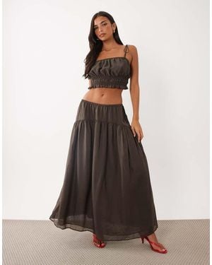 ASOS Falda Maxi Con Fruncido Y Volumen En-Amarillo - Marrón
