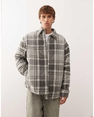Weekday Geruit Gewatteerd Overshirt - Grijs