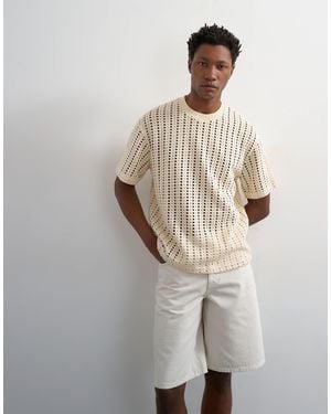 TOPMAN Relaxed Fit Crochet T-shirt - White