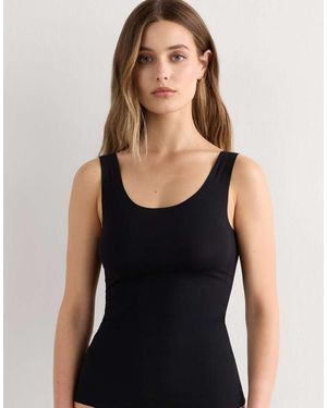 Intimissimi Round-Neck Raw-Cut Cotton Vest Top - Black