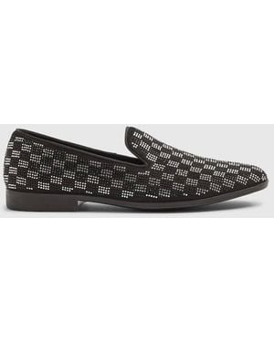River Island Checkerboard Slip On Loafers - White