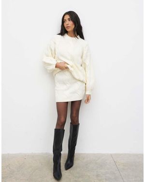 Pretty Lavish Gebreide Mini Rok Met Kabels - Wit