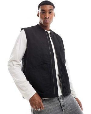 Threadbare Cotton Full Zip Gilet - Black