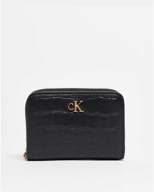 Calvin Klein Medium Croc Zip Purse - Blue