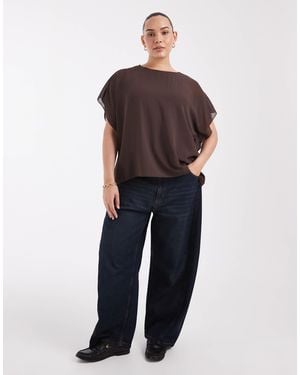 ONLY T-shirt mit mesh-overlay - Braun