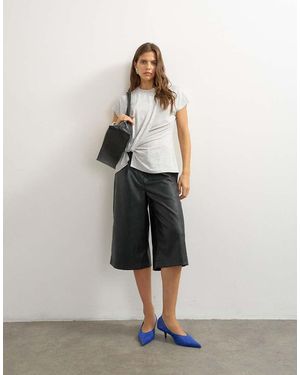 TOPSHOP Faux Leather Bermuda Shorts - White