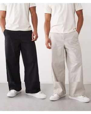 ASOS 2 Pack Loose Chinos - Black
