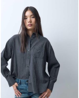 Weekday Camicia Oversize A Quadri Neri - Blu