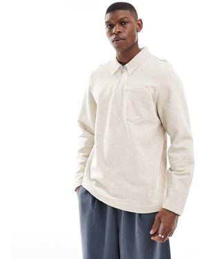 Paul Smith Polo Sweatshirt Met Korte Rits En Patchlogo - Naturel