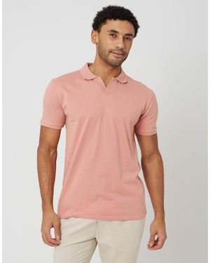 Brave Soul Cotton Open Collar Polo Shirt - Pink