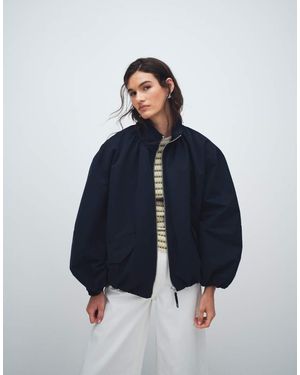 ASOS Oversized Funnel Neck Bubble Hem Bomber Jacket - Blue