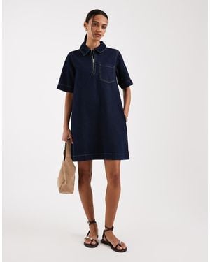 JJXX Denim Mini Dress With Zip - Blue