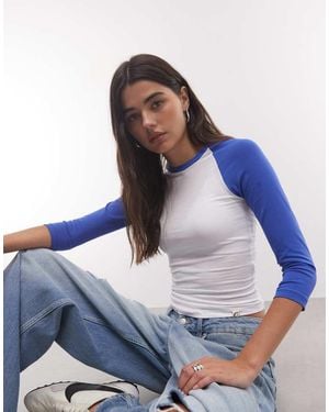 Collusion Raglan Aderente A Maniche 3/4 Bianco E - Blu