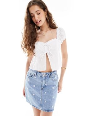 ONLY Daisy Embroidery Denim Mini Skirt - Blue