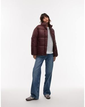 Mango Oversized Relaxed Collar Puffer Coat - Red