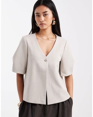 Object Short Balloon Sleeve Blazer Co-ord - White