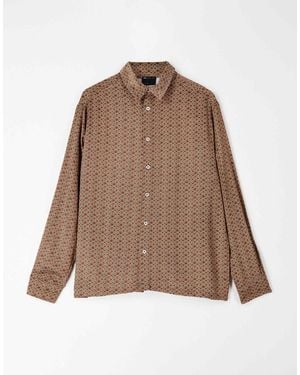 ASOS Relaxed Satin Geo Print Shirt - Brown