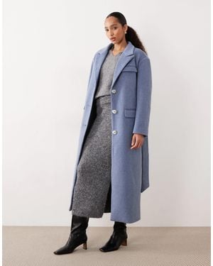 Ghospell Sabra Wool Look Longline Formal Belted Blazer Coat - Blue