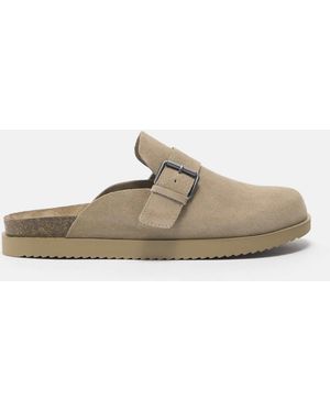 Pull&Bear Sabots en cuir à boucles - écru - Blanc