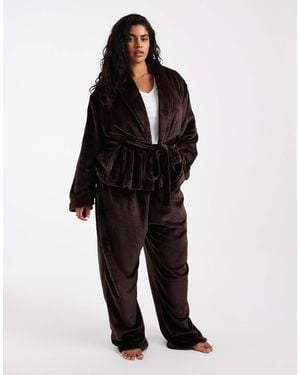 Loungeable Curve ensemble haut et pantalon à nouer façon robe - Noir