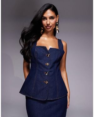 ASOS Co-ord Denim Waistcoat With Gold Buttons - Blue
