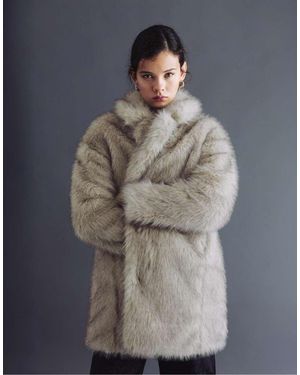 Pull&Bear Faux Fur Coat - Grey