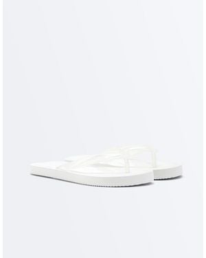 Oysho Textured Beach Sandals - White