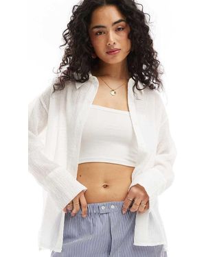 Bershka Camicia Oversize Stropicciata Bianca - Bianco