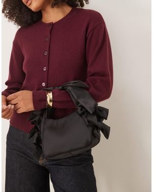 ASOS Satin Grab Clutch Bag With Bow Detail - Purple