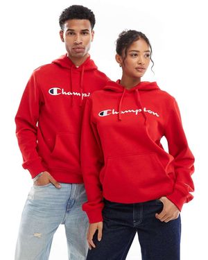 Champion Legacy Unisex Centre Logo Hoodie - Red