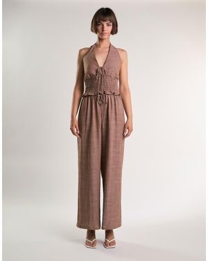 Glamorous Smocked Halter Top - Brown