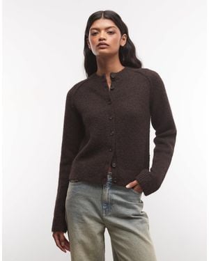 Weekday Wool Blend Fitted Cardigan - Brown
