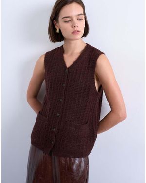 TOPSHOP Knitted Stitchy Pocket Tank - Purple