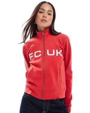 French Connection Fcuk Zip Through Jumper - Red