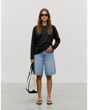 Vero Moda Smilla Top De Manga Larga Con Cuello Redondo En Negro - Azul