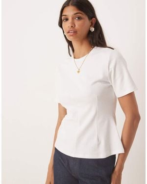 Jdy Cinched Waist Short Sleeve Top - White