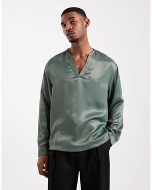 ASOS Oversized Overhead Satin Shirt - Green