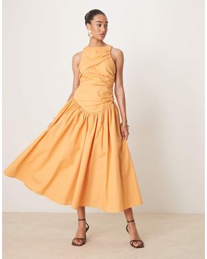 ASOS Structured Ruched Full Skirt Maxi Dress - Orange