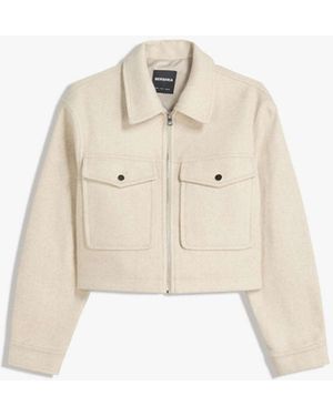 Bershka – jacke mit weicher filzstruktur - Weiß