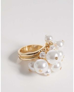 Reclaimed Vintage Pearl Charm Ring - White