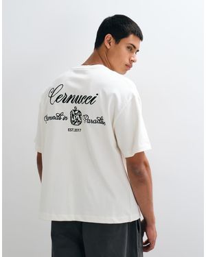 CERNUCCI Camiseta Con Logo Y Gráfico De Diamante Bordado En La Espalda En - Blanco