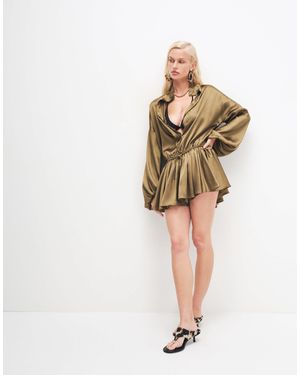 ASOS Playsuit aus satin mit stehkragen - Natur