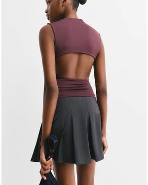 Pull&Bear Open Back Polyamide Top - Purple